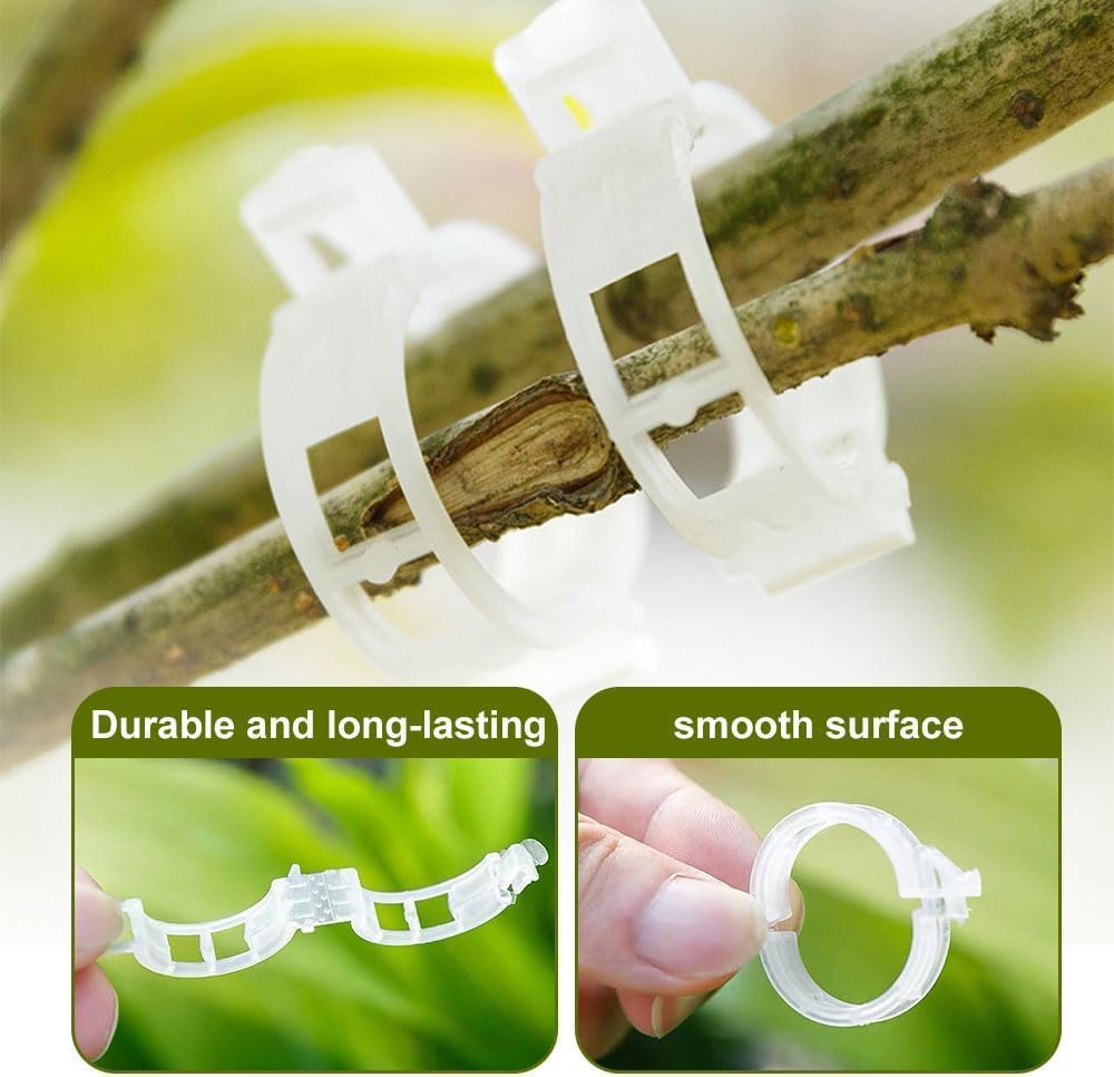 300 PCS Secured Plastic Plant Clip, Plant Support Clips, Garden Clips for Climbing Plants, Plastic Trellis Clips Plant Support Clips Tomato Grape Vine Vegetables Plant Fixing Clips (300, Green)-VerdiqueGarden