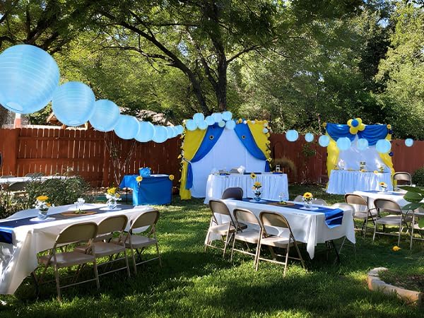 10 Pack Outdoor Silk Lanterns Decorative, 10inch Waterprooof Outside Indoor Chinese Hanging Round Lanterns for Weddings, Birthdays, Parties Decoration(Blue)-VerdiqueGarden