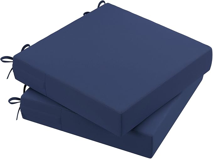 AAAAAcessories Outdoor Seat Cushions for Chairs, Waterproof, Fade-Resistant Patio Furniture Replacement Cushions, 21" x 21" x 4", Set of 2, Navy Blue-VerdiqueGarden