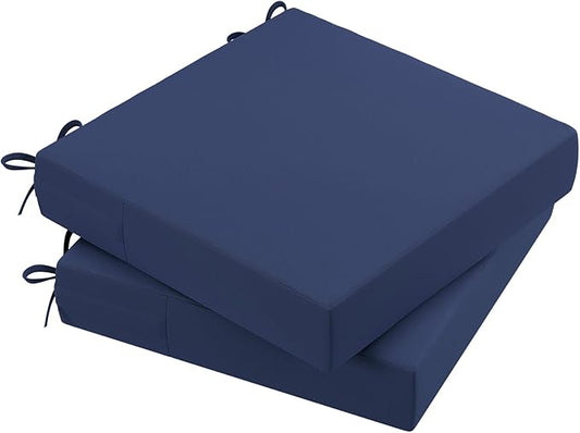 AAAAAcessories Outdoor Seat Cushions for Chairs, Waterproof, Fade-Resistant Patio Furniture Replacement Cushions, 21" x 21" x 4", Set of 2, Navy Blue-VerdiqueGarden