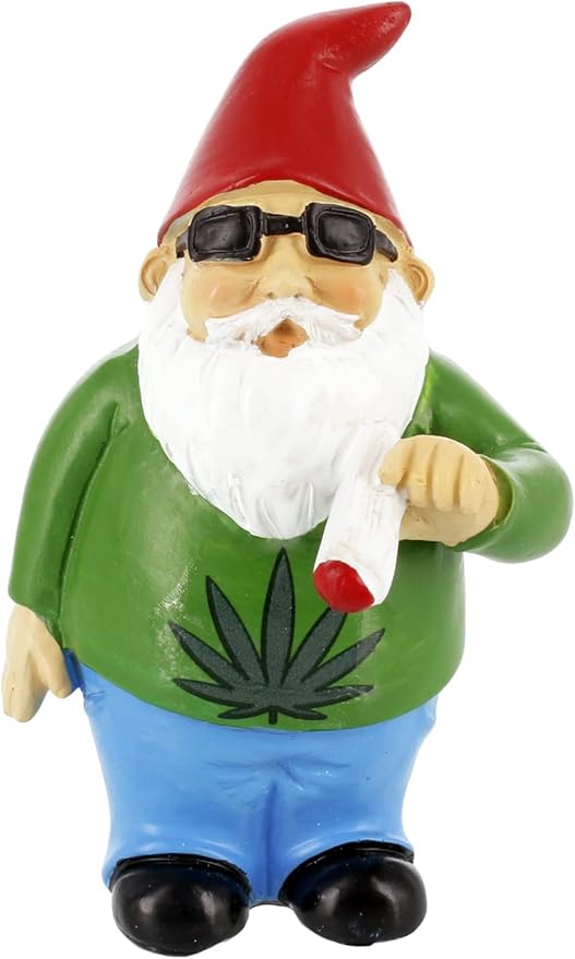 Gnometastic Mini Gnomes - Smoking Gnome, 3.5 inch Hippie Gnome for Fairy Garden, Indoor Outdoor Funny Garden Gnomes Decoration for Yard, Planter, Lawn Ornament, Patio and Home Decor-VerdiqueGarden