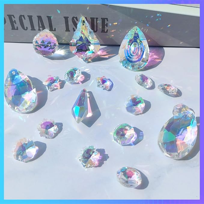 HYBEADS 200 Pcs DIY Suncatcher Making Kits for Adults Crystal Sun Catchers Crafts with Hooks Chains Pendants Rainbow Maker for Window Hanging Prism Indoor Outdoor Garden Xmas Wedding Party Decor-VerdiqueGarden
