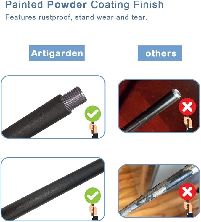 108 inch Outdoor Shepherd Hook with 5 Prong Base (2 Packs), Adjustable Heavy Duty Garden Hanging Stake for Bird Feeder Solar Light Plant Hanger Wedding Decor, Matte Black-VerdiqueGarden