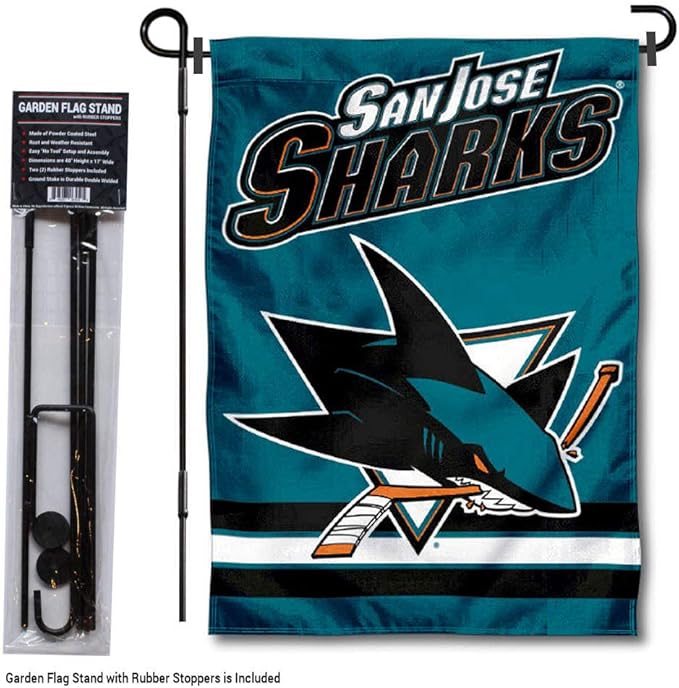 WinCraft San Jose Sharks Garden Flag with Pole Stand Holder-VerdiqueGarden