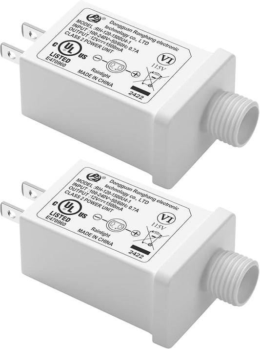 Replacement Yard Inflatable Adapter Power Supply Adaptor - 12V 1.0A 2Pcs - Inflatable Plug Replacement Class 2 Power Supply - White - for Christmas Tree Light/Thanksgiving Yard Blow Up Decorations-VerdiqueGarden