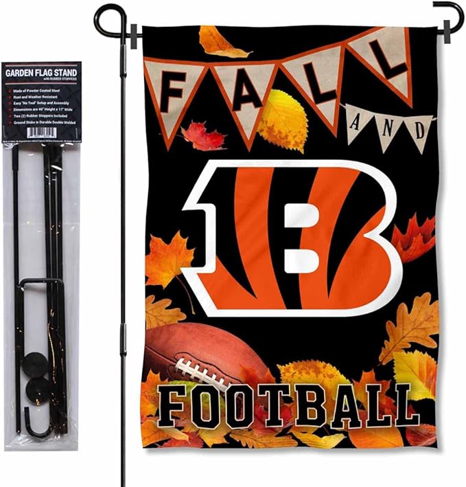 WinCraft Bengals Fall Seasonal Garden Flag and Flagpole Mount-VerdiqueGarden