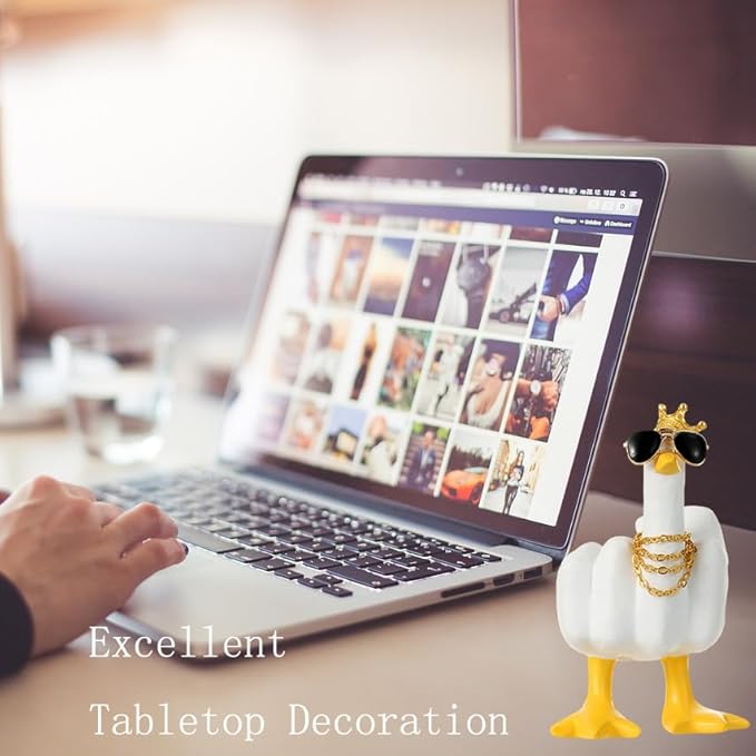 Accddio Middle Finger Duck Decor, Funny Middle Finger Resin Garden Statue, Duck You Cool Fun Gag Gift for Home Office Desk (White)-VerdiqueGarden