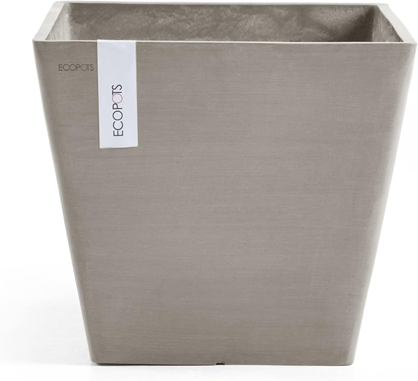 Ecopots Rotterdam Durable Modern Square Indoor/Outdoor Recycled-Based Composite Flower Planter, Taupe, 8"-VerdiqueGarden