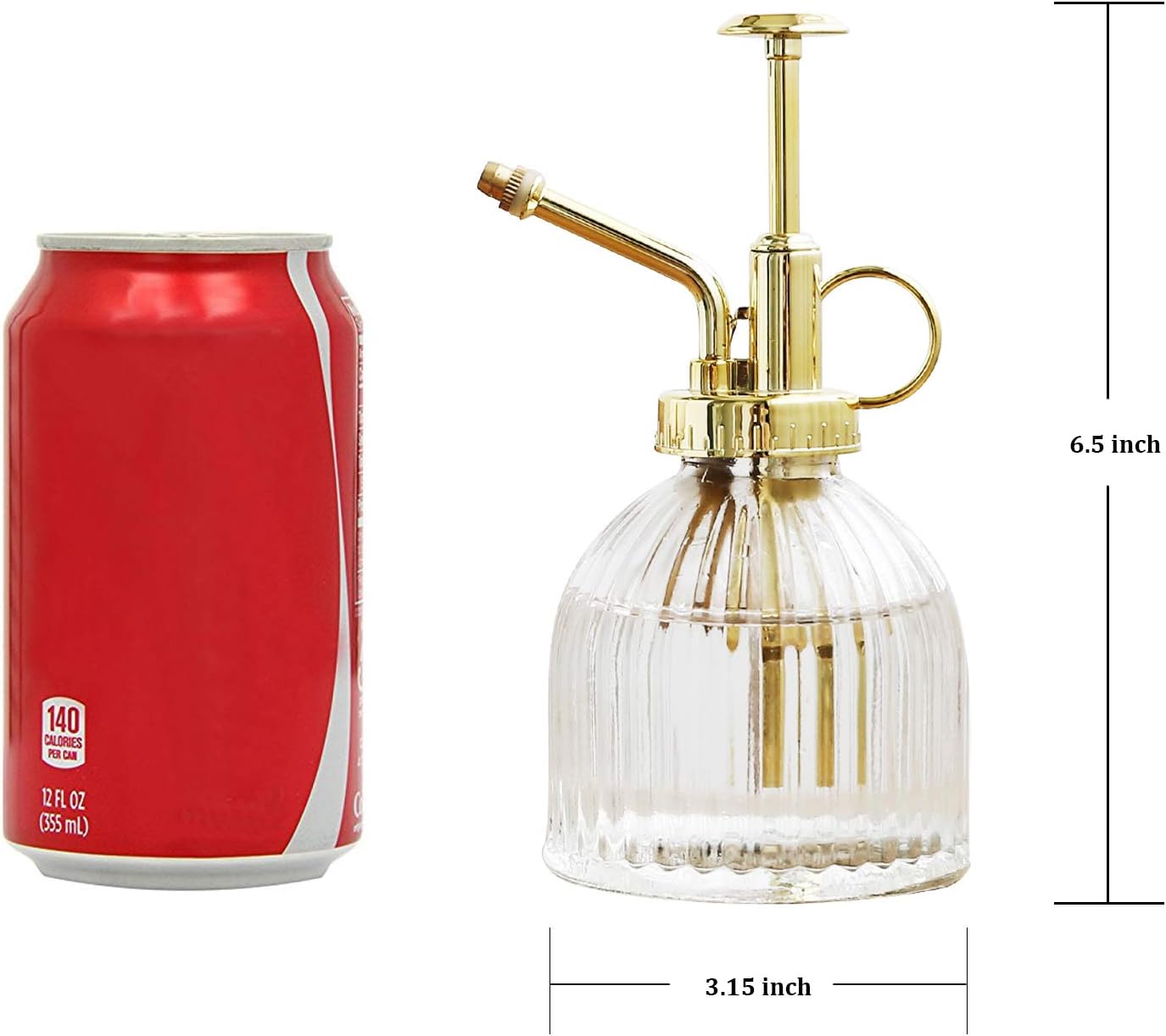 Glass Plant Mister Spray Bottle, Vintage Plant Water Spritzer, Succulent Watering Bottle with Gold Top Pump, Decorative Glass Sprayer Mister Small Watering Can for Indoor Houseplant - Clear-VerdiqueGarden