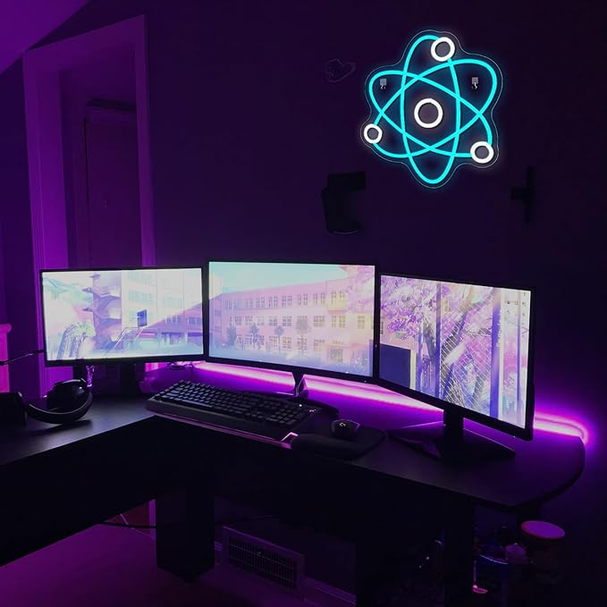 Molecule Neon Sign Blue White Led Neon Lights Neon Bar Signs for Wall Decor USB Light Up Sign Neon Molecular Structure Signs for Boys Room Party Kids Room Birthday-VerdiqueGarden