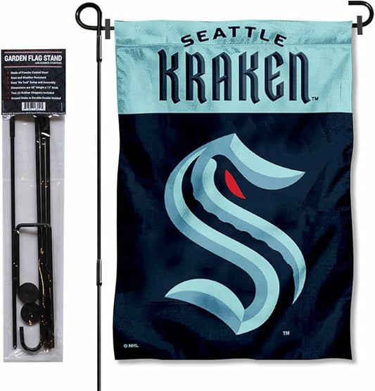 WinCraft Seattle Kraken Garden Flag and Pole Stand Holder-VerdiqueGarden