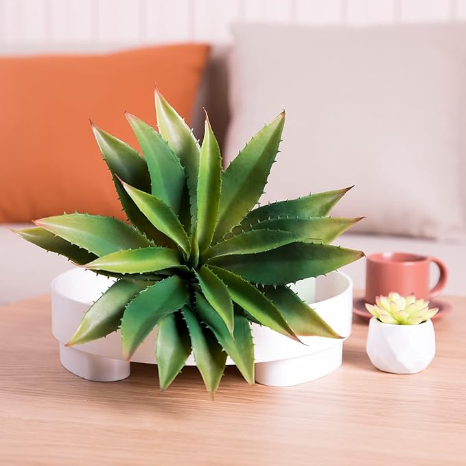 Veryhome Succulents Plants Artificial Aloe Plant, 12.5Inch Large Faux Succulents Unpotted, Premium Crafting DIY Greenery Decor for Indoor & Outdoor(4Pcs-Green)-VerdiqueGarden