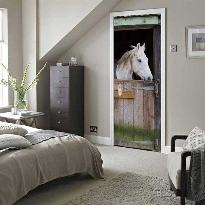 3D Peel and Stick Murals - Horse - Wallpaper Self-Adhesive Decals Removable PVC Waterproof Door Poster for Bedroom Living Room - 31.5" x 78.7"-VerdiqueGarden