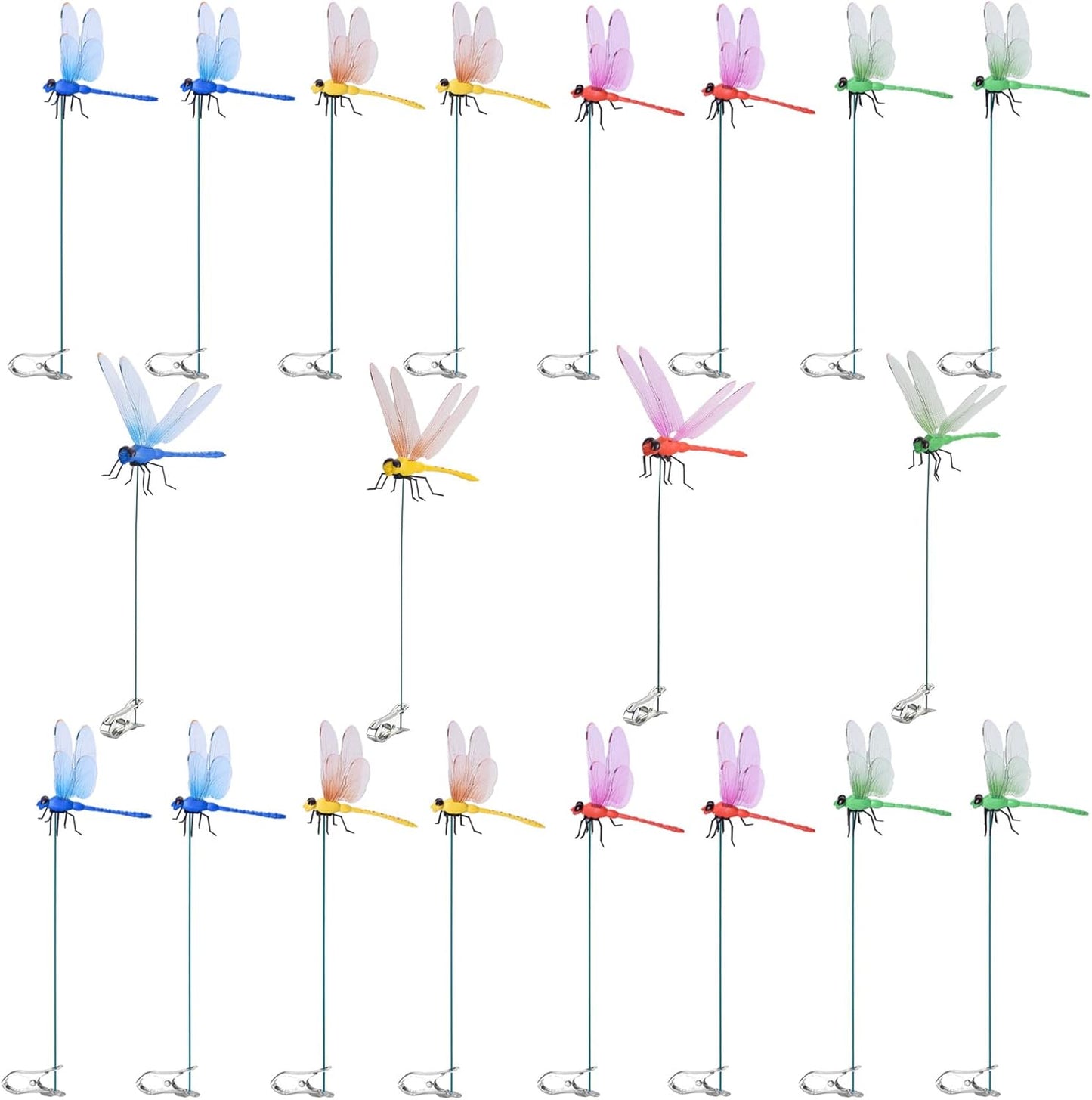 Spiritlele 20 PCS 3D Dragonfly Clips Colorful Hat Clip Fake Dragonfly Garden Decor for Patio Outdoor Indoor-VerdiqueGarden