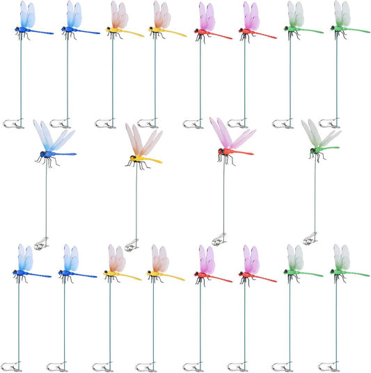 Spiritlele 20 PCS 3D Dragonfly Clips Colorful Hat Clip Fake Dragonfly Garden Decor for Patio Outdoor Indoor-VerdiqueGarden