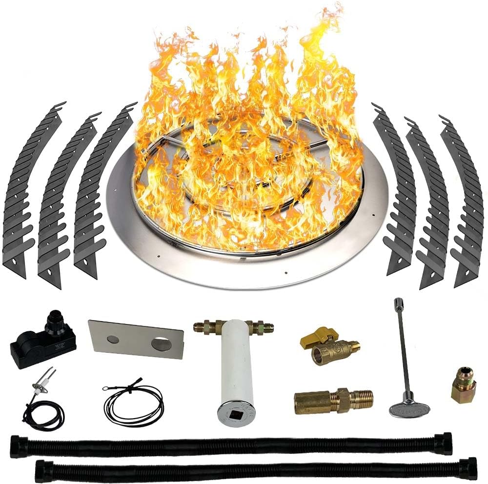 Stainless Steel Fire Pit Burner Pan & Ring Pro Kit for Liquid Propane, 36-Inch Pan, 30-Inch Ring, 200,000 BTU Max-VerdiqueGarden