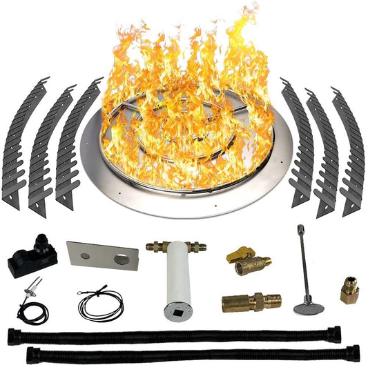 Stainless Steel Fire Pit Burner Pan & Ring Pro Kit for Liquid Propane, 36-Inch Pan, 30-Inch Ring, 200,000 BTU Max-VerdiqueGarden