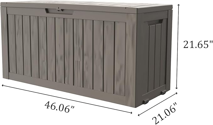 90 Gallon Lockable Resin Deck Box with Wheels, Waterproof & UV-Resistant Outdoor Storage Box for Outdoor Cushion Storage, Garden Tools & Pool Accessories Storage, Gray-VerdiqueGarden