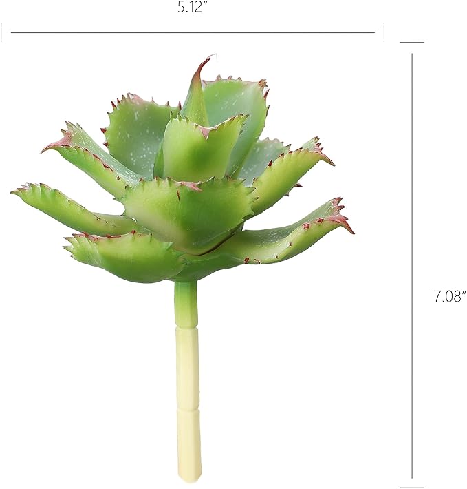 Duovlo Artificial Succulent Plant 7.08 Inch Faux Succulents Agave potatorum Flower Arrangement Craft Wall DIY Materials Pack of 2 (Green)-VerdiqueGarden