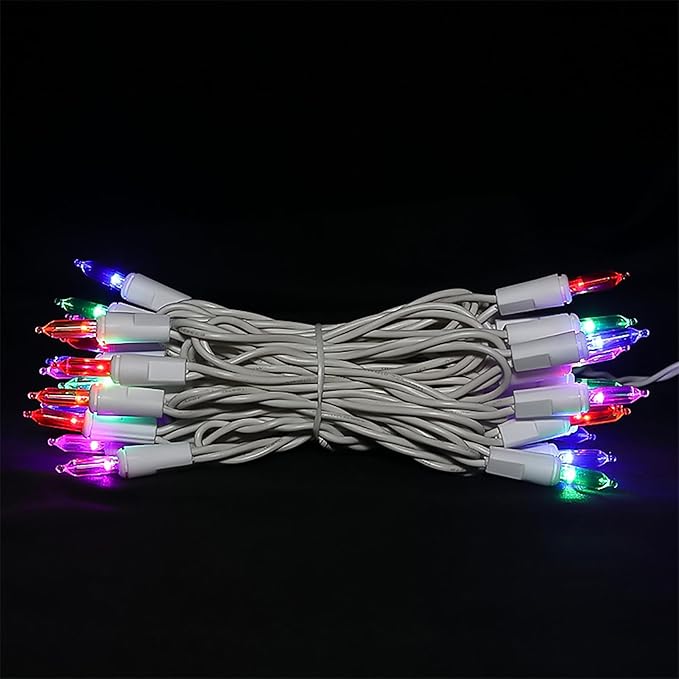 Multicolor Christmas LED Lights - 35 Count Multi-Colored Christmas String Lights for Small Tree, Crafts, Holiday, Indoor/Outdoor Decorations, 11 Feet White Wire, UL Certified, Connectable-VerdiqueGarden