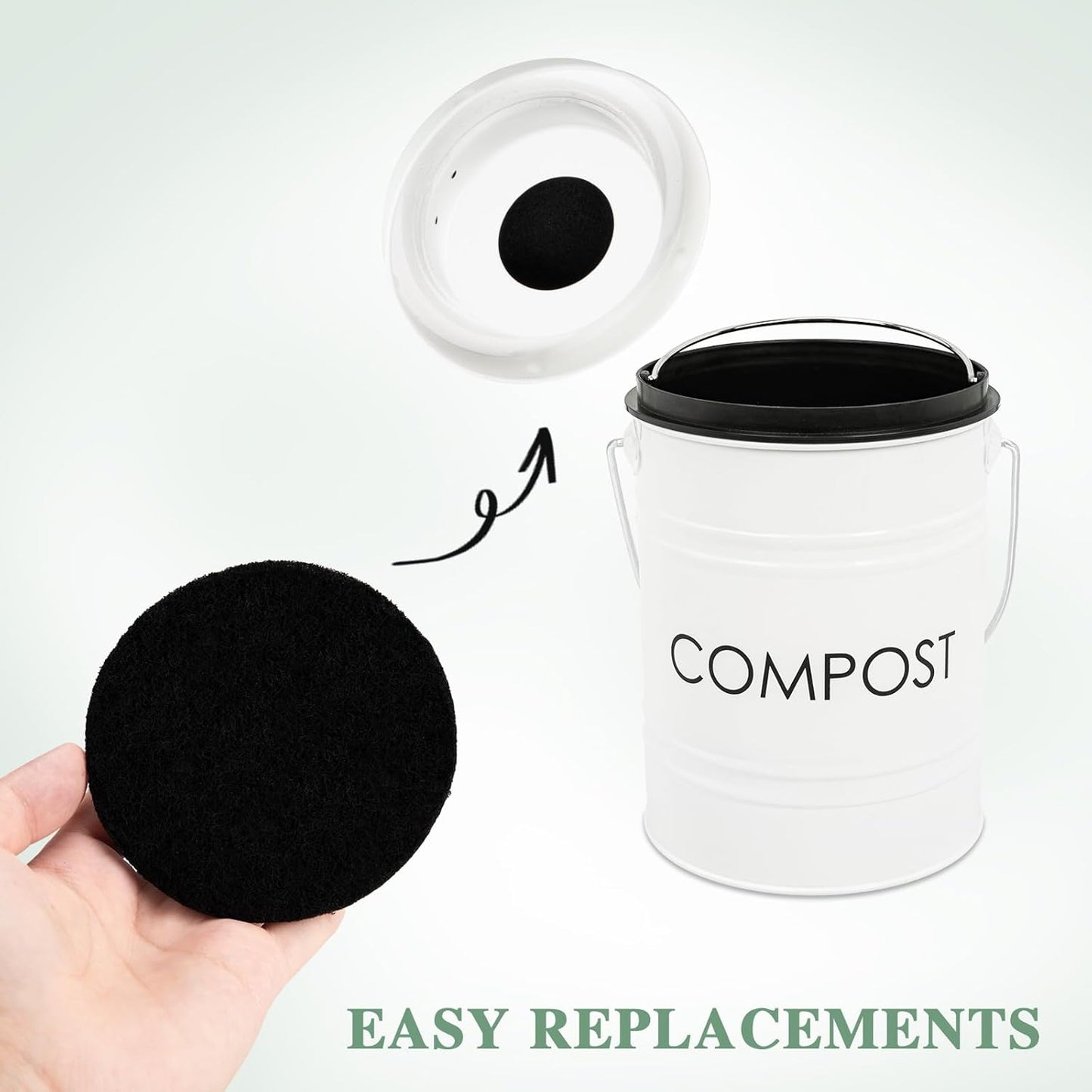 Vipush Charcoal Filters for Kitchen Compost Bin - 12 Pack Activated Carbon Filters for Countertop Bin Pail Replacement, Activated Charcoal Home Bucket Refill Sets-VerdiqueGarden