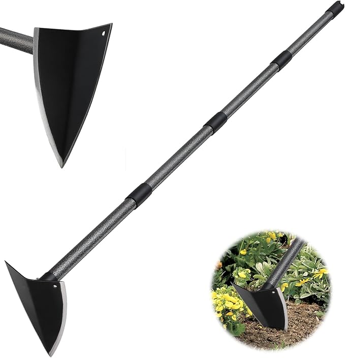 Hoe Garden Tool, Triangle Hoe Gardening Weeding Tool, 72" Long Handle Heavy Duty Manual Weeder Gardening Hand Tools for Weeding, Digging, Loosening Soil-VerdiqueGarden