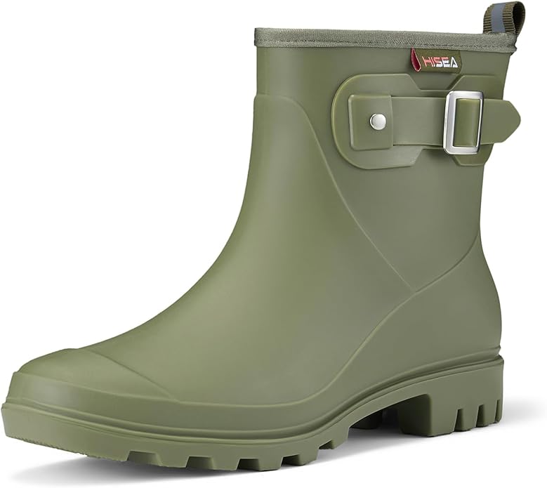 HISEA Women's Ankle Rain Boots Waterproof, Fashion Short Garden Shoes Anti-slip for Women with Comfortable Insole-VerdiqueGarden