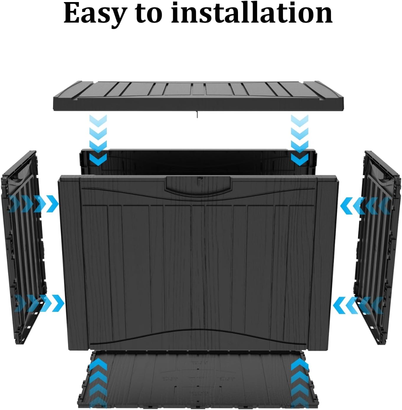 50 Gallon Heavy Duty Outdoor Deck Box with Lockable Lid, All Weather Waterproof Storage for Patio Cushions, Pool Toys, Garden Tools - Rust-Proof Resin Design (Black)-VerdiqueGarden