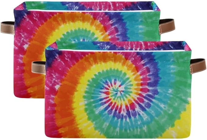 Tie-Dye Rectangular Storage Basket Organizer Bin Shelf Baskets For Clothes Gifts For Home Office Dorm-VerdiqueGarden