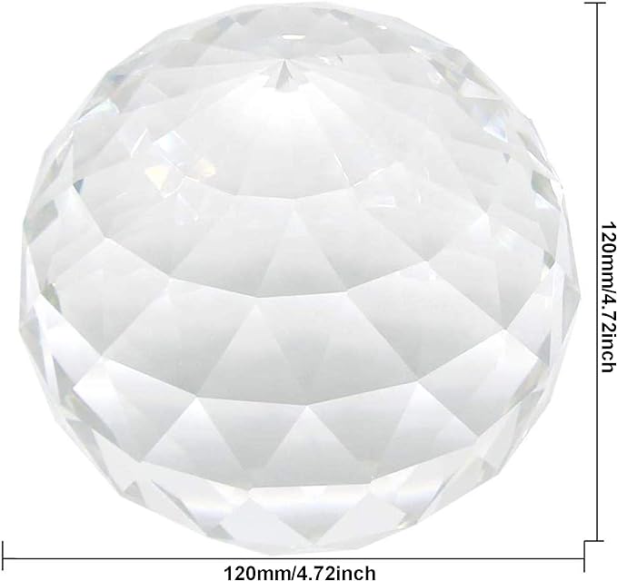 Clear Glass Crystal Ball Prisms Window Rainbow Maker Sphere Faceted Gazing Ball Prism Prism Suncatcher for Home Décor, Feng Shui, (120mm/4.72inch)-VerdiqueGarden