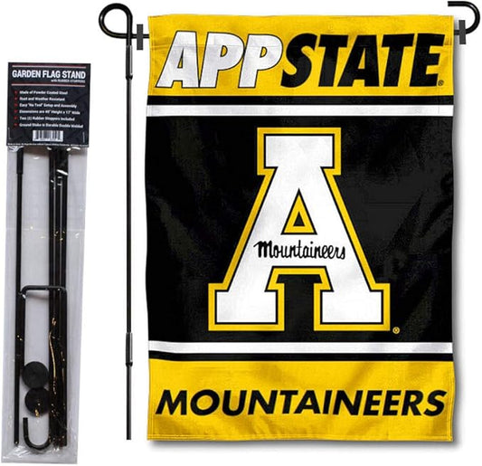 College Flags & Banners Co. Appalachian State Mountaineers Garden Flag with Stand Holder-VerdiqueGarden