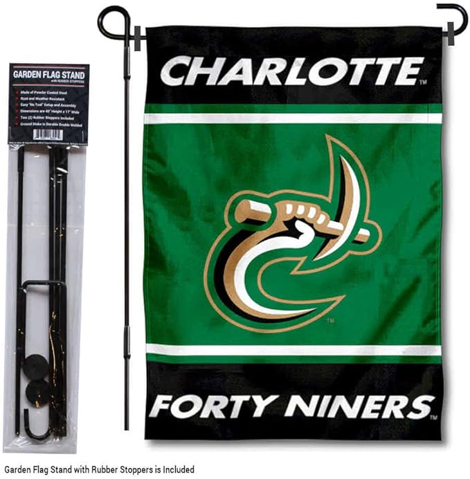 College Flags & Banners Co. Charlotte 49ers Garden Flag with Stand Holder-VerdiqueGarden