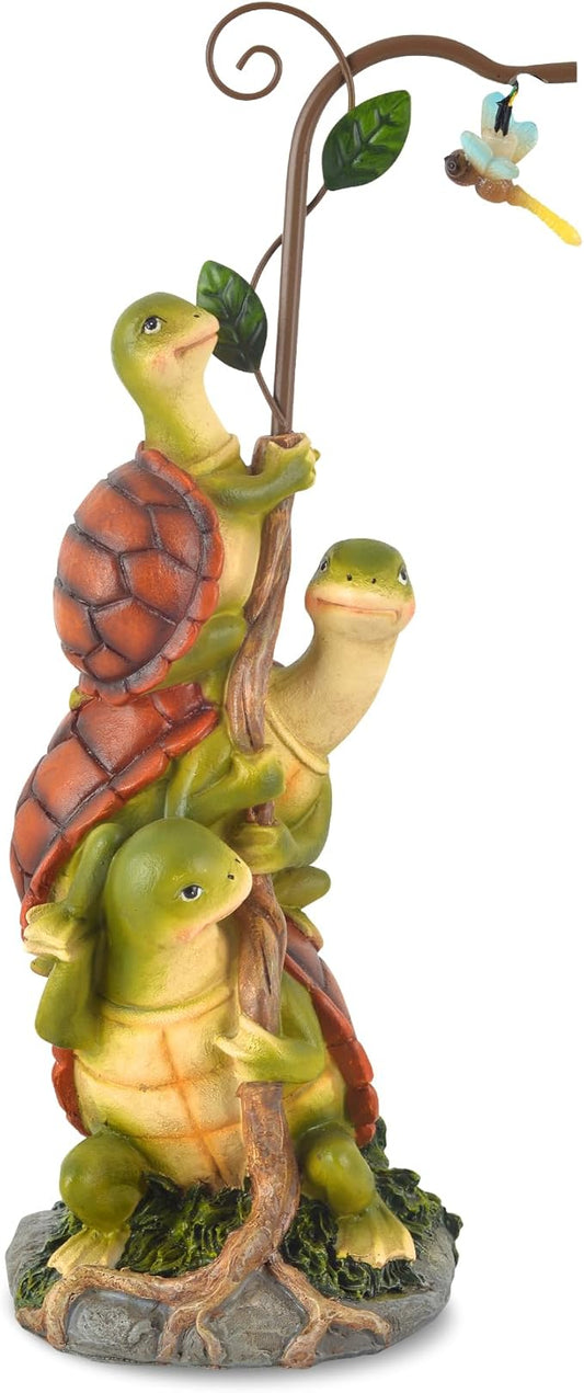 Turtle Figurine Garden Decor, Solar Turtle Outdoor Statue, Funny Turtle Gift Sculpture Decoration for Home Patio Yard Lawn Porch Ornament-VerdiqueGarden