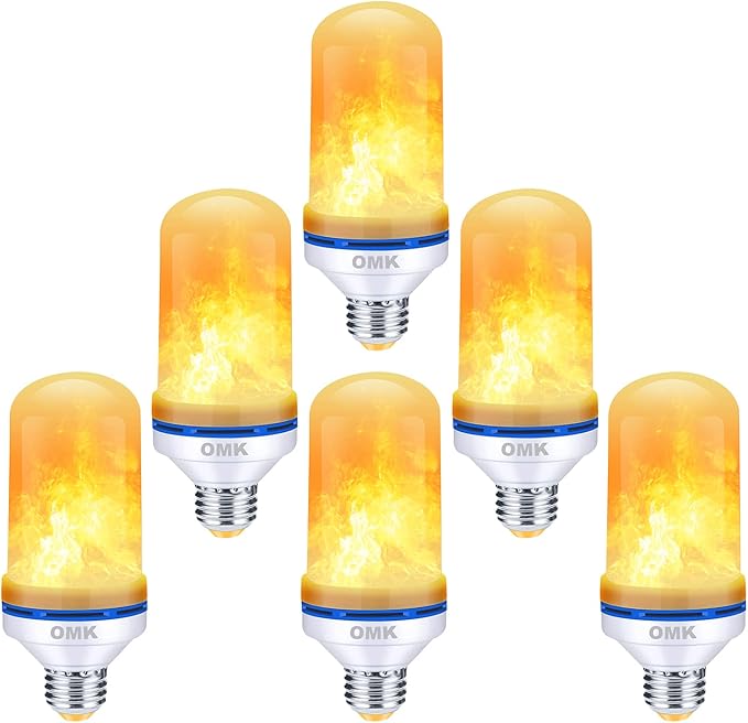 OMK Christmas Flame Effect Light Bulbs LED (6 Pack) Fire Light Bulb Flickering Light Bulbs for Porch Yard Outdoor Fake Fire Party Holiday Christmas Gifts Spooky Attractions Decoration-VerdiqueGarden