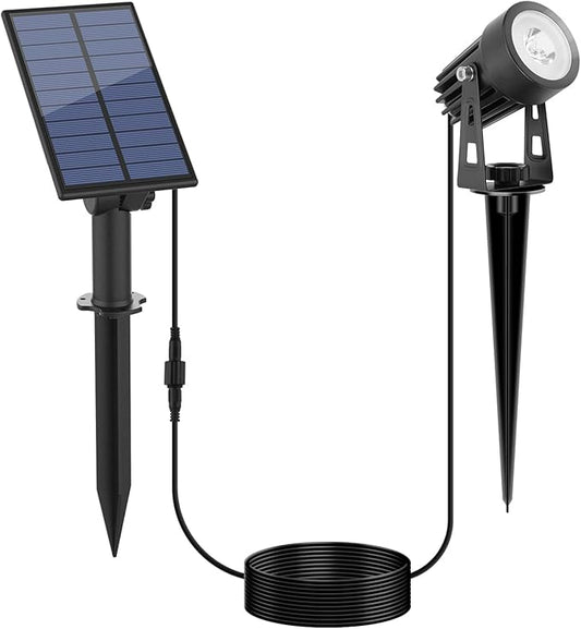 APONUO Metal Solar Spot Lights Outdoor with 9.8ft Cable Solar Powered Landscape Lighting Low Voltage IP65 Waterproof Auto On/Off for Outside Garden Yard Landscape Pathway Garage-Cool White(1-in-1)-VerdiqueGarden