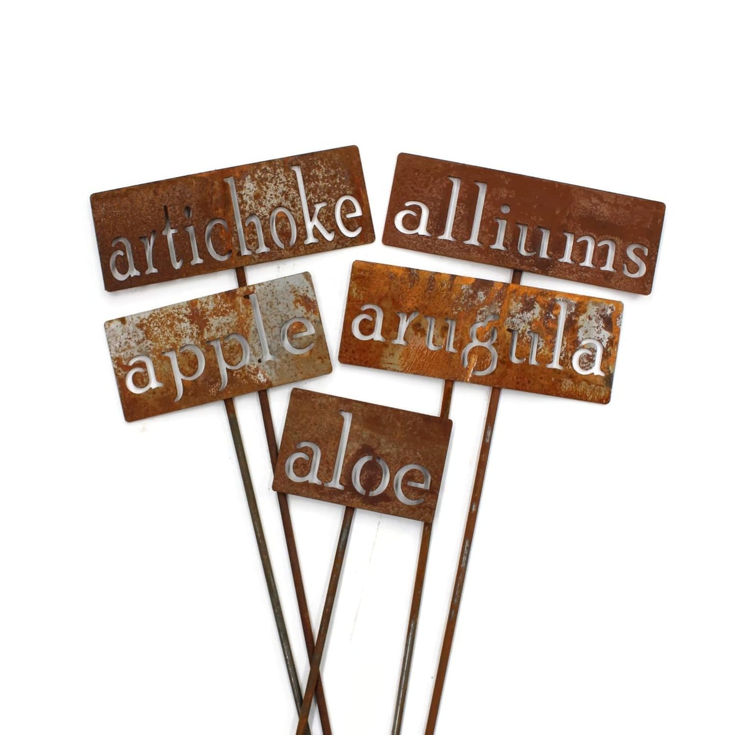 Classic Metal Garden Markers 19 Inches Tall (arugula, Naturally Rusted)-VerdiqueGarden