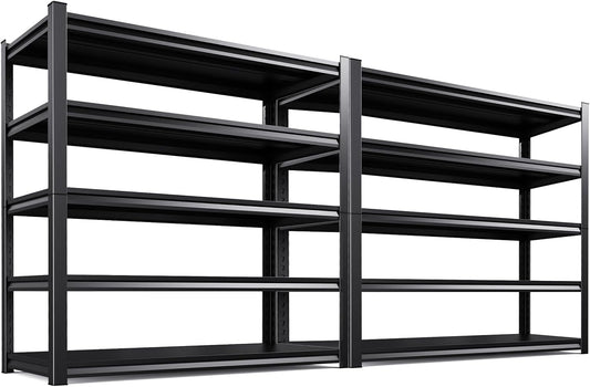 59''W Storage Shelves,5 Tier Garage Shelving 3500LBS Heavy Duty,Metal Shelves Adjustable Industrial Shelving Units,Rustproof Shelf Rack for Garage 72''H*59''W*19.7''D，2 Pack-VerdiqueGarden