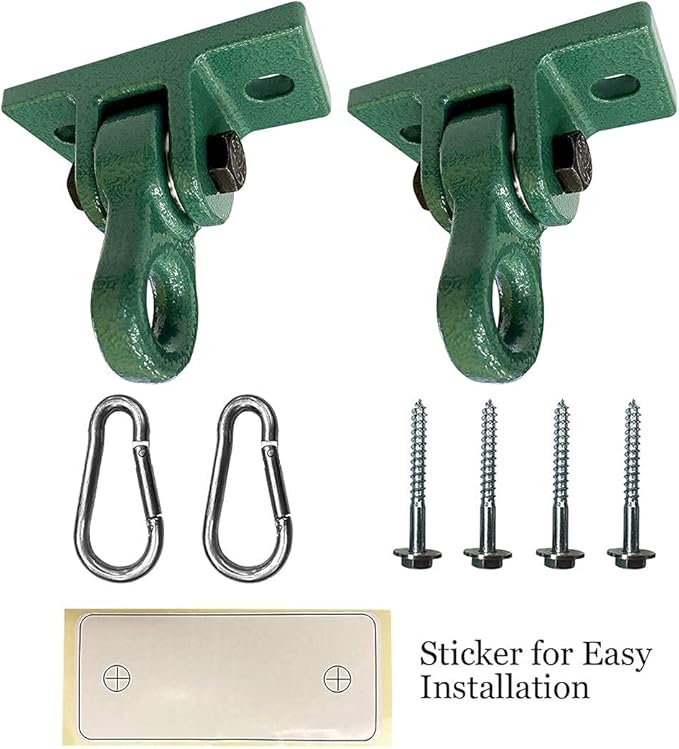 Heavy Duty Green Swing Hangers Screws Bolts Included Over 5000 lb Capacity Playground Porch Yoga Seat Trapeze Wooden Sets Indoor Outdoor 2 Pack-VerdiqueGarden