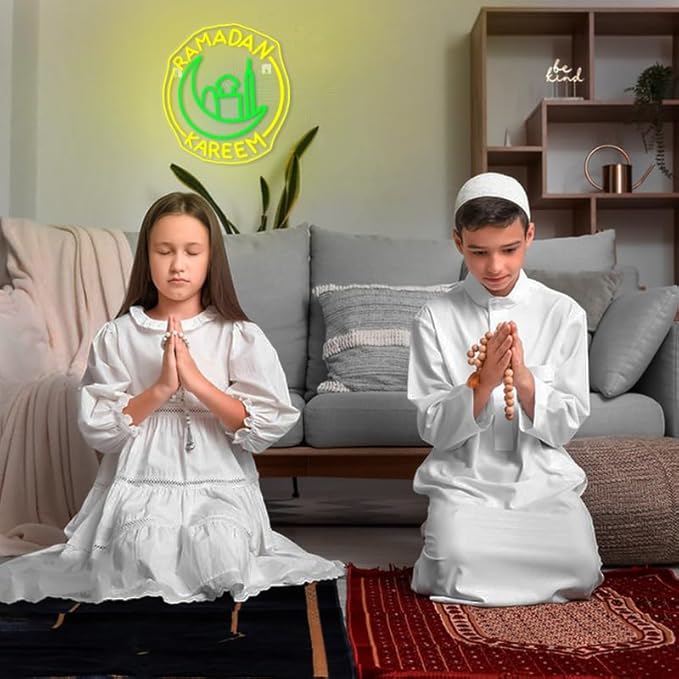 Ramadan Kareem Neon Sign Ramadan Decoration Neon Signs for Wall Decor Dimmable Ramadan Mubarak Neon Lights LED Light Up Sign for Islamic Bedroom Living Room Ramadan Celebration Gift Muslim Party-VerdiqueGarden