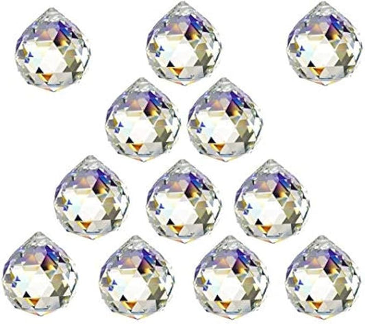 12 Pcs Crystal Ball Prism Suncatcher Rainbow Pendants Maker, 30mm Clear Glass Crystal Ball Prism,Hanging Crystals Prisms for Windows,for Feng Shui,for Home,Office,Garden Decoration-VerdiqueGarden