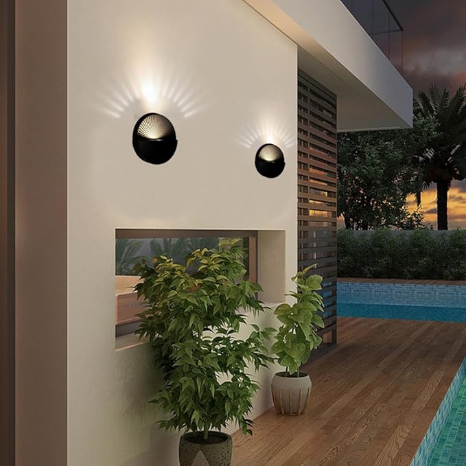 6W Wall Lamp,Exterior Waterproof Wall Sconces Light Fixture,110V Wall Mount Light 3000K Warm White Porch Lights for Garage,House,Garden,Patio 4Pack (Black)-VerdiqueGarden