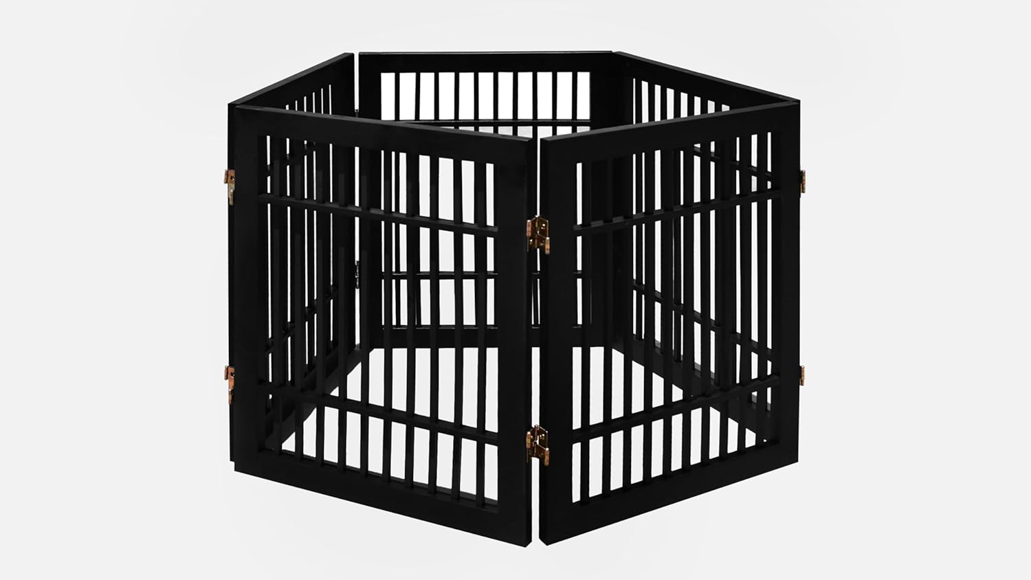 Pet Dog Gate Strong and Durable Freestanding Folding Acacia Hardwood Portable Wooden Fence Indoors or Outdoors by Urnporium (Black Pet Gate, 5 Panel 24" Tall)-VerdiqueGarden
