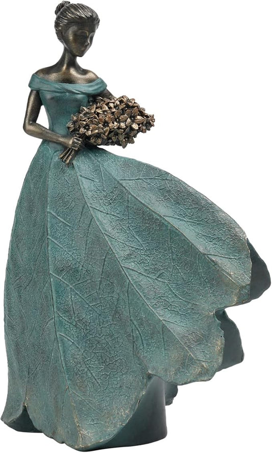 Guichifun Fairy Statue Collection Home Decoration - Leaf Angel Girls Resin Modern Table Decor for Living Room Office Sculpture Decor for Women Indoor Rustic Figurines Gift 5 x 3 x 7.5 Inch-VerdiqueGarden