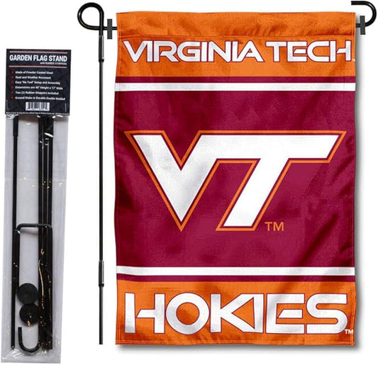 College Flags & Banners Co. Virginia Tech Hokies Garden Flag with Stand Holder-VerdiqueGarden