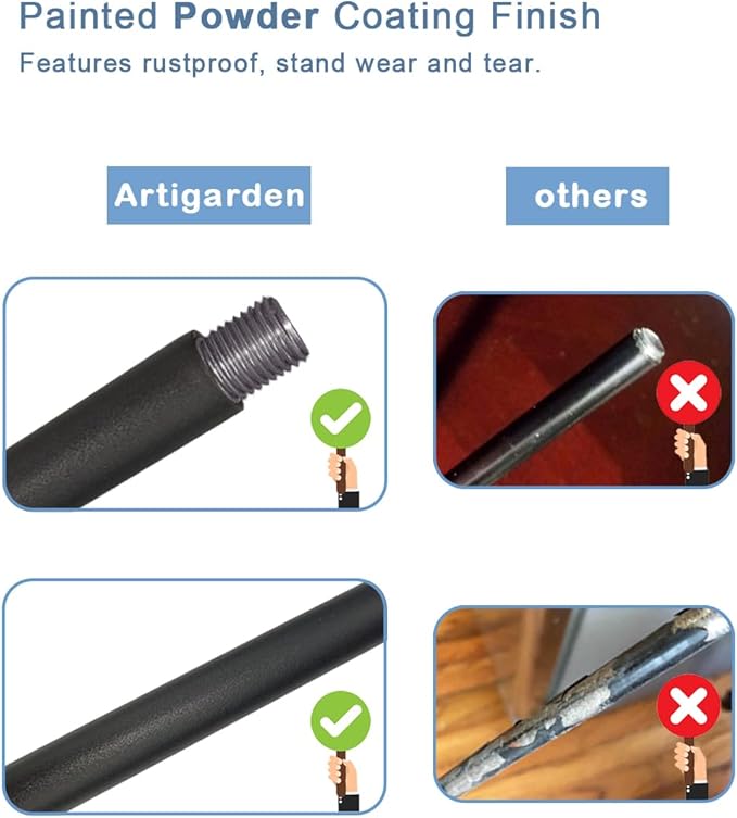 108 inch Outdoor Shepherd Hook with 5 Prong Base (2 Packs), Adjustable Heavy Duty Garden Hanging Stake for Bird Feeder Solar Light Plant Hanger Wedding Decor, Matte Black-VerdiqueGarden