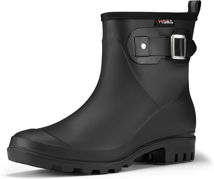 HISEA Women's Ankle Rain Boots Waterproof, Fashion Short Garden Shoes Anti-slip for Women with Comfortable Insole-VerdiqueGarden
