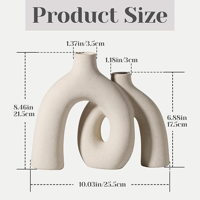 CEMABT Modern Nordic Boho Vase Set - Elegant Beige Matte Ceramic Home Decor for Living Room, Bookshelf, Mantel, Entryway Table & Console Décor | Shelf Decorations Gift-VerdiqueGarden