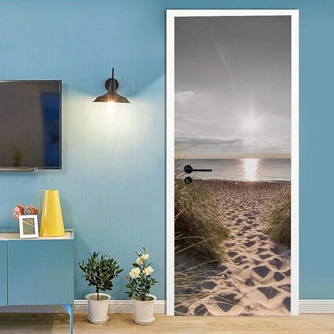 Door Wallpaper Self-Adhesive Door Poster 3D Door Picture - Path into The Sea - Door Film Photo Wallpaper Premium PVC Waterproof Door Sticker Wall Sticker for Bedroom Living Room Door Decoration-VerdiqueGarden