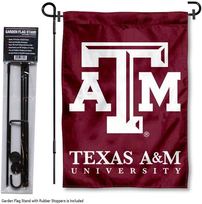 College Flags & Banners Co. Texas A&M Aggies Garden Flag with Stand Holder-VerdiqueGarden
