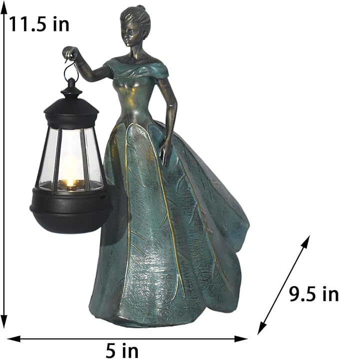 Fairy Garden Statue Solar Garden Decor Resin Statue with Lights for Yard Lawn Decorations Outdoor Patio Gardening Gifts for Women 5.5 * 9.5 * 11.5 Inch-VerdiqueGarden